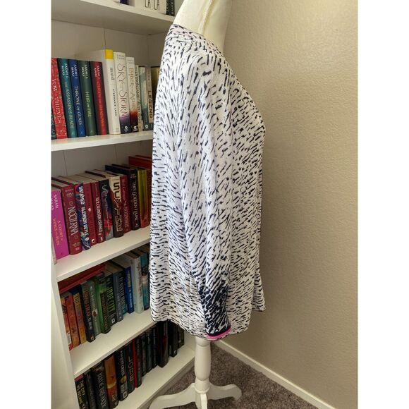 NIC+ZOE Pick Up Black/White Animal Print Buttoned Sweater Cardigan Size 2X - Picture 6 of 12